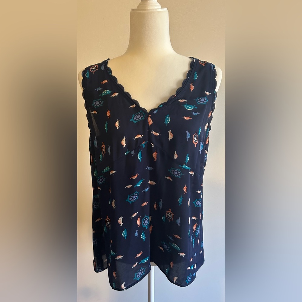 Navy Top with Turtle Design